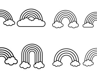 Rainbow SVG Bundle, Cloud Line Art Cut Files for Cricut, Nursery Decor