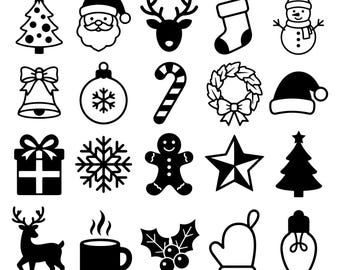 Christmas SVG Bundle, Holiday Icon Cut Files for Cricut, Winter Clipart