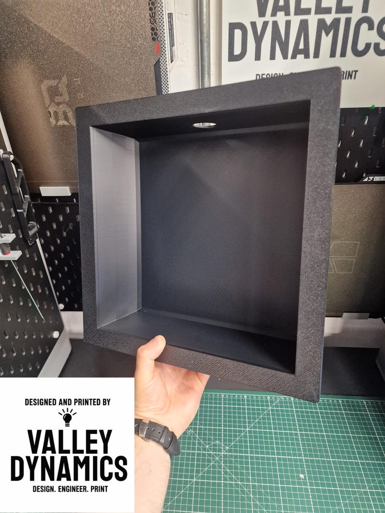 This design was fully custom and although relatively simple looking, the criteria was that it needed to use as little support as possible. We designed this in two parts, the main box and the face plate that pushes on as an interference fit using a tongue and groove system. This allowed for a lovely finish on the front face, uses no support material which brings down the overall cost and printing time.