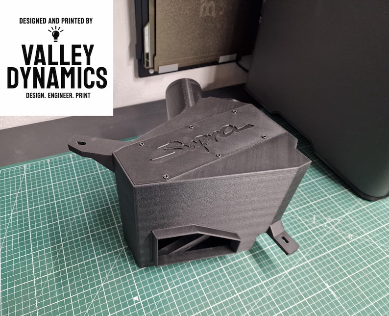 Custom designed airbox for a Supra, printed in a lovely ABS-GF finish.