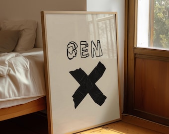 GEN X Typography Print: Modern Minimalist Wall Decor
