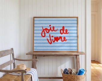Joie de Vivre-print: Franse kustprint, zomerkunst aan de muur (digitale download)