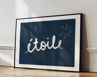 Étoile-sterrenprint: hemelse muurkunst, Franse typografie (digitale download)