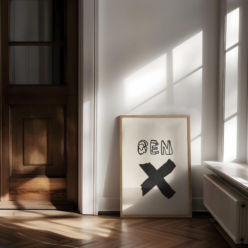 GEN X-typografieprint: modern minimalistisch muurdecor afbeelding 3