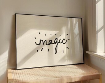 Magic Print: Whimsical Art Print, Hand Drawn Typography Poster (Digital Download - Horizontal)