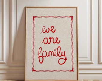 We Are Family Print: Hand-Drawn Typography Poster, Neutral Decor Wall Art (Digital Download - Vertical)