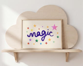 Magic Stars Print: Hand-Drawn Whimsical Kids Room Print (Digital Download)