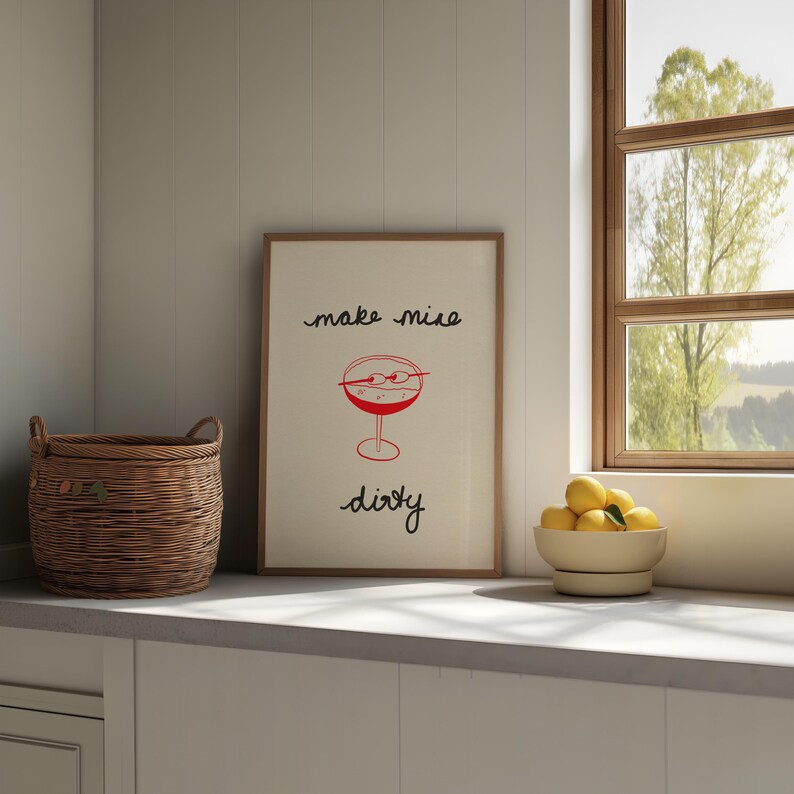 Martini Print: Bar and Kitchen Typography Poster (digital Download ...