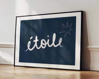 Étoile Star Print: Celestial Wall Art, French Typography (Digital Download)
