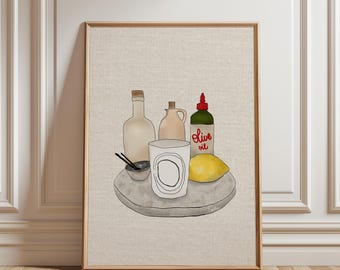 Lemon Still Life: Original Hand-Drawn Kitchen Wall Art (Digital Download - Vertical and Square)