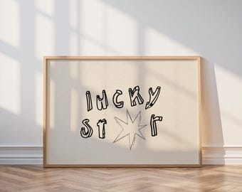 Lucky Star Print: Celestial Wall Art, Manifestation Decor (Digital Download)