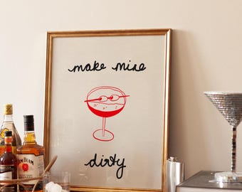 Dirty Martini Print: Bar Cart Art, Funny Kitchen Art (Digital Download - Vertical)