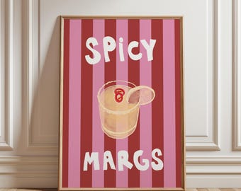 Spicy Margs Print: Colourful Bar Cart Wall Art (Digital Download - Square and Vertical)