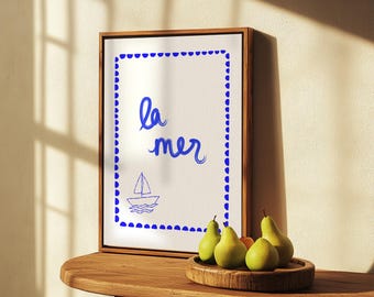 La Mer Coastal Print: Beach House Nautical Wall Art (Digital Download)