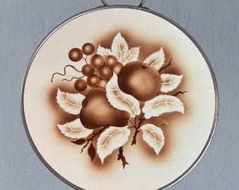 Vintage Art Deco Grünstadt Ceramic Platter, Hand Painted Floral Serving Tray