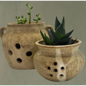 Set of 2 Terracotta Bulb Forcing Pots, Rustic Wheel Thrown Planters, Candle Holders