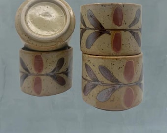 Vintage Otagiri Stoneware Tea Cups Set of 4: Earth Tone Drip Glaze Boho Mugs