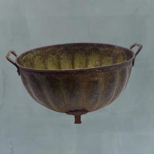 Vintage Hammered Copper Planter Bowl with Brass Claw Feet