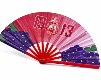Delta Sigma Theta opvouwbare grote ventilator | Crimson Gradient Crest 1913 | Violette bloemen (gelicentieerde leverancier)
