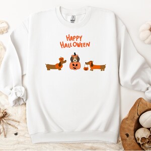 Halloween Sweater mit Dackeln | Lustiger Hunde Pullover | Happy Halloween Sweatshirt | Dackelfan Geschenk | Hundeliebhaber Geschenk
