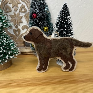 Chocolate Lab Ornament Labrador Retriever Ornament Felt Brown Lab Dog Christmas Tree Decoration