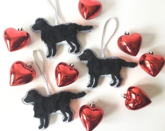 Handmade Black Lab Christmas Ornament - Felt & Faux Fur Dog Decor