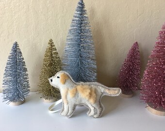 Handmade Felt Yellow Lab Ornament - Labrador Retriever Christmas Decoration