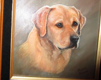 Yellow Lab Oil Painting - Original - Vintage - Framed - Labrador Retriever Art