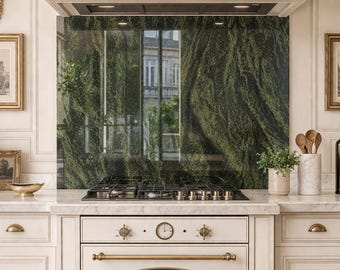 Premium Marble Glass Backsplash – Luxury Kitchen Wall Panel, Tempered Heat Resistant Stove Splashback, Modern Designer Kitchen Decor