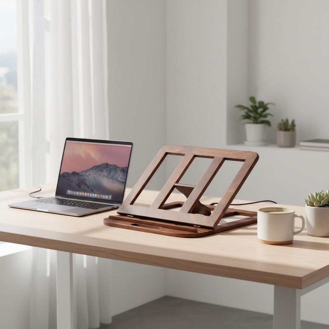 Custom Laptop Stand Wood – Desk Riser & Cooling Holder for Office Setup ...
