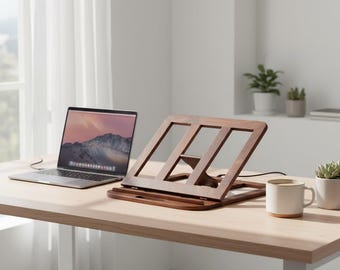 Custom Laptop Stand Wood – Desk Riser & Cooling Holder for    Office Setup