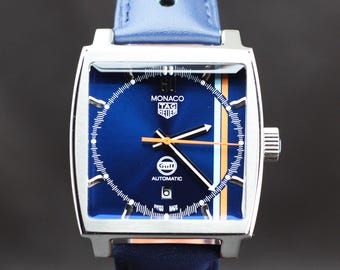 Gerenoveerd automatisch Tag Heuer Monaco met datumaanduiding herenhorloge.