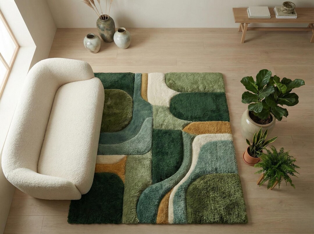 Buy Handmade 3D Moss Rug | Forest Green Tufted Area Rug for Living Room ...