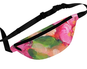 Pink Watercolor Floral Fanny Pack | Floral Print Waist Bag