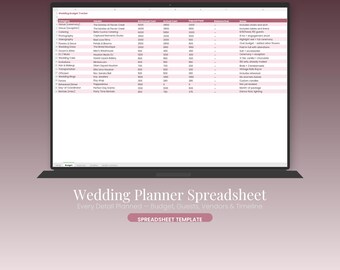Wedding Planner Spreadsheet: Budget, Timeline, Guest List (Digital Download)
