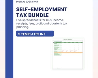 Self-Employment Tax Bundle: 1099 Bookkeeping, Receipts, Quarterly Tax Spreadsheet