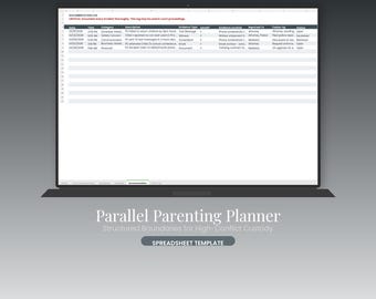 Parallel Parenting Planner | High Conflict Custody Template | Court Documentation Spreadsheet Google Sheets
