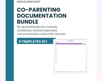 Co-Parenting Documentation Bundle: Custody Calendar, Expenses, Logs (Excel Google Sheets)