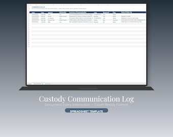 Custody Communication Log | Co-Parenting Documentation Tracker | Court-Ready Interaction Record Spreadsheet
