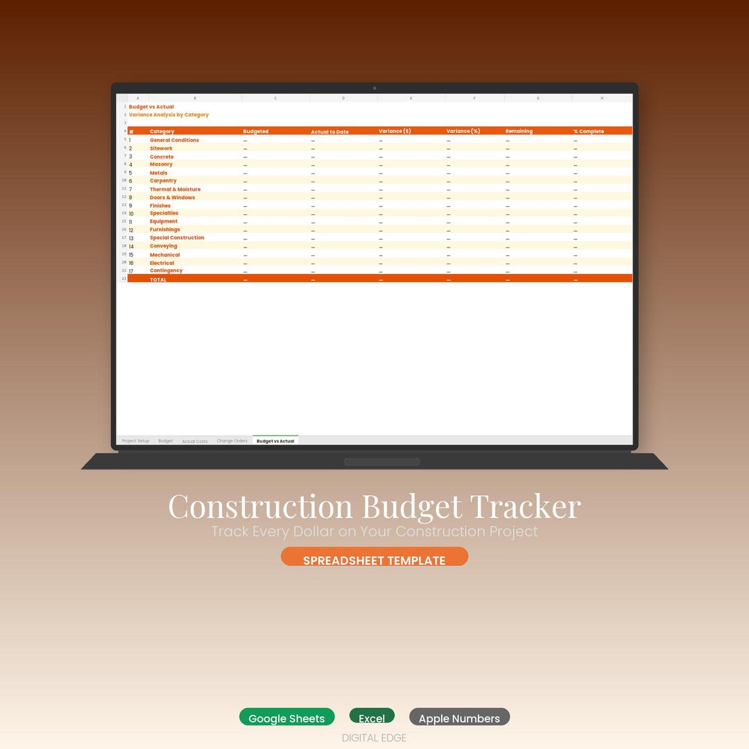 Construction Budget Tracker Spreadsheet: Home Renovation, Remodel Cost ...