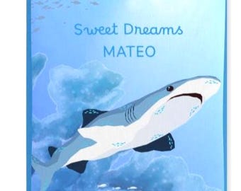 Personalized Shark Crib Sheet Ocean Nursery Bedding for Boys