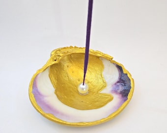 Large Decoupage Quahog Shell Incense Holder - Various Designs