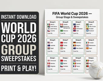 2026 World Cup Sweepstakes Template, Interactive Group Stage Chart, Office Pool Game (Digital Download)