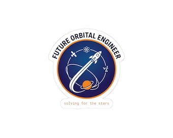 Future Orbital Engineer Kiss-Cut Sticker | Space Rocket Badge, STEM Laptop Decal