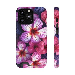 Funda para teléfono con estampado floral de plumeria rosa y tarjetero / Ranura para tarjeta con diseño de flor tropical imagen 11