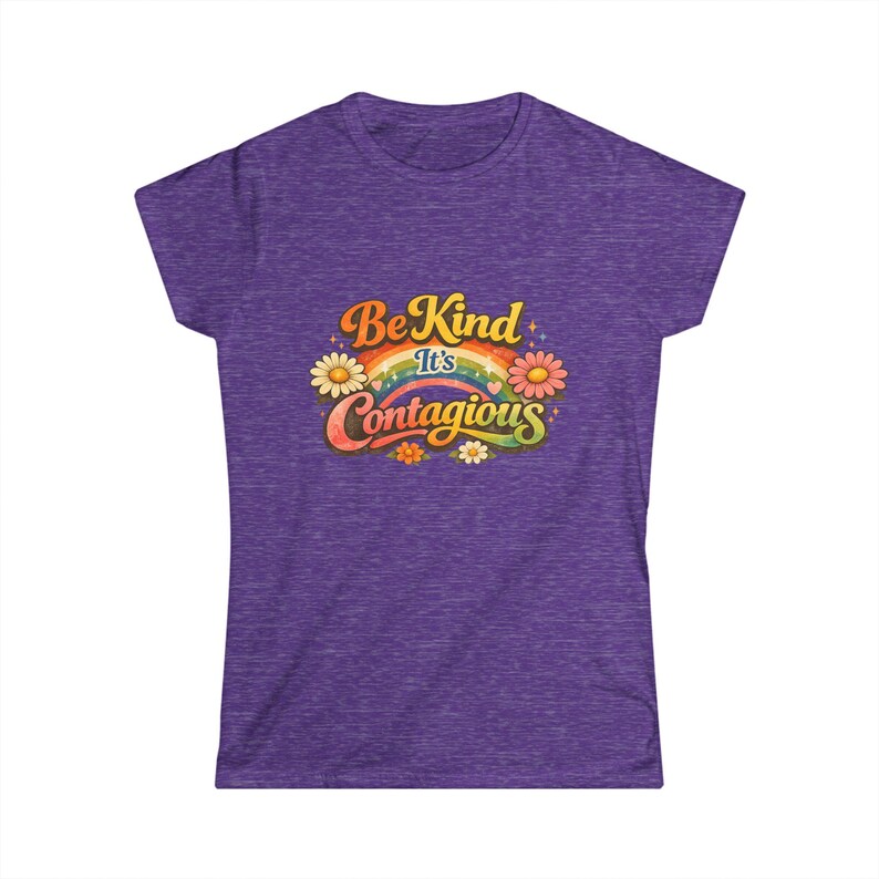 Be Kind It's Contagious tee | Retro Rainbow Flower Shirt Bild 10