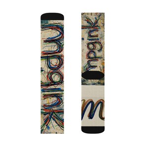 mpgink Graffiti Script Socks | Colorful Scribble Art Crew Socks image 3