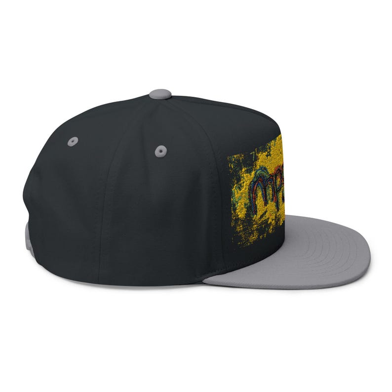 Snapback avec éclaboussures de peinture | Casquette plate brodée | Chapeau street art | Vêtements d'artiste mpgink image 18