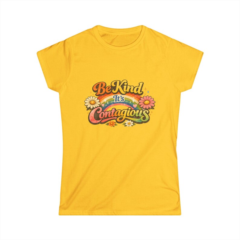Be Kind It's Contagious tee | Retro Rainbow Flower Shirt Bild 12