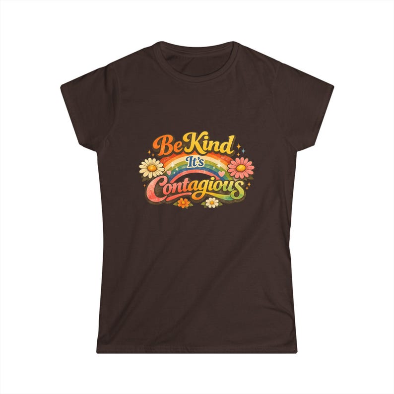 Be Kind It's Contagious tee | Retro Rainbow Flower Shirt Bild 5